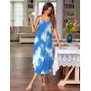 imageEkouaer Womens Sleeveless Long Nightgown Full Slip Soft Nightshirt Sleep Dress Chemise Sleepwear Lounge DressesBlue Tie Dye