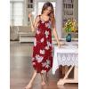 imageEkouaer Womens Sleeveless Long Nightgown Full Slip Soft Nightshirt Sleep Dress Chemise Sleepwear Lounge DressesRed Floral