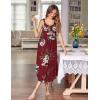 imageEkouaer Womens Sleeveless Long Nightgown Full Slip Soft Nightshirt Sleep Dress Chemise Sleepwear Lounge DressesRed Flowers