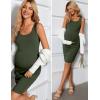 imageEkouaer Womens Summer Maternity Dress Side Ruching Sleeveless Bodycon Dress Cute Pregnancy Dress SXXLArmy Green