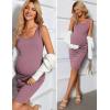 imageEkouaer Womens Summer Maternity Dress Side Ruching Sleeveless Bodycon Dress Cute Pregnancy Dress SXXLPurple