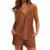 imageEkouaer 2 Piece Lounge Sets for Women Soft Pajama V Neck Cami Pj Shorts Set with Pockets Cute Sleepwear Summer OutfitsRusty Red