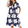 imageEkouaer Housecoat Women Zipper Front Duster Robe Short Sleeve Lounger Housedress Pockets Nightgown Casual Nights SXXXLNavy White Flower