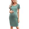 imageEkouaer Maternity Dress Rib Knit Short Sleeve Bodycon Dresses Casual Stretchy Pregnancy Clothes SXXLMint Green