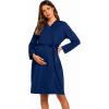 imageEkouaer Maternity Robe Labor Delivery Nursing Gown Hospital Breastfeeding Dress BathrobesNavy Blue