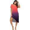 imageEkouaer Nightgowns Womens Short Sleeve Sleepwear Comfy Loungewear Plus Size Night Shirt S3XLTie Dye Red  Purple