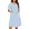 imageEkouaer Sleepwear Womens Snap Front Nightgown Housecoat Cotton Duster Short Sleeve House DressBlue Floral