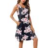 imageEkouaer Women Nightgown with Pockets Sleep Shirts Sleeveless Sleepwear Pleated Front Nightshirt Round Neck NightdressBlack Pink Flower