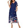 imageEkouaer Womens Full Length Short Sleeve NightgownPat27