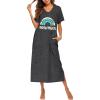 imageEkouaer Womens Full Length Short Sleeve NightgownRainbow