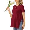 imageEkouaer Womens Maternity Shirts Short Sleeve Pregnancy Tops Blouses Split Side Casual Crewneck Pregnant Tunic TeeWine Red