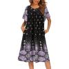 imageEkouaer Womens Nightgown Short Sleeve House Dress with PocketsFloral Print Mumu DressPurple Flower