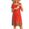 imageEkouaer Womens Nursing Dress Summer Short Sleeve Patchwork Maternity Breastfeeding Knee Length DressRed Feather