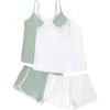 imageEkouaer Womens Pajama Sets Soft Lingerie Sleepwear 2 Piece Cami Shorts Set V Neck Pj Lace NightwearWhite  Green