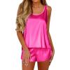 imageEkouaer Womens Satin Silk Pajamas Back Split Tank Top and Shorts Silky Pj Set Sleepwear SXXLHot Pink