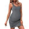 imageEkouaer Womens Summer Maternity Dress Side Ruching Sleeveless Bodycon Dress Cute Pregnancy Dress SXXLDark Grey