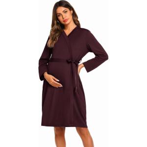 imageEkouaer Maternity Robe Labor Delivery Nursing Gown Hospital Breastfeeding Dress BathrobesMaroon