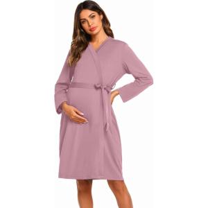 imageEkouaer Maternity Robe Labor Delivery Nursing Gown Hospital Breastfeeding Dress BathrobesMauve