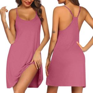 imageEkouaer Womens Racerback Sleeveless NightgownPeach Red