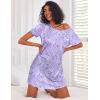 imageEkouaer 3 Pack Nightgowns for Women Short Sleeve Sleepshirt Button Down Nightshirt Soft Pajamas Dress Casual SleepwearBlue PrintCoffee CupPurple Stars