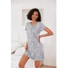 imageEkouaer 3 Pack Nightgowns for Women Short Sleeve Sleepshirt Button Down Nightshirt Soft Pajamas Dress Casual SleepwearBlue PrintCoffee CupPurple Stars