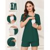 imageEkouaer 3 Piece Postpartum Nursing Pajamas Set Short Sleeve Breastfeeding Shirts Pregnancy Shorts ampamp Pants Maternity PjsLake Green
