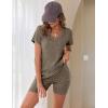 imageEkouaer Biker Short Sets Women 2 Piece Outfits Ribbed Pajama Short Sleeve Workout SetBrown