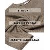 imageEkouaer Biker Short Sets Women 2 Piece Outfits Ribbed Pajama Short Sleeve Workout SetBrown