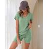 imageEkouaer Biker Short Sets Women 2 Piece Outfits Ribbed Pajama Short Sleeve Workout SetGreen