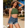imageEkouaer High Neck Halter Bikini Top Floral Swimsuits Two Piece Bathing Suits Triangle Bottoms for Women Teen Juniors XSXXLArmy Green Flower