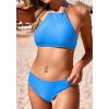 imageEkouaer High Neck Halter Bikini Top Floral Swimsuits Two Piece Bathing Suits Triangle Bottoms for Women Teen Juniors XSXXLBlue