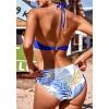 imageEkouaer High Neck Halter Bikini Top Floral Swimsuits Two Piece Bathing Suits Triangle Bottoms for Women Teen Juniors XSXXLBlue Leaf Print