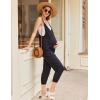 imageEkouaer Jumpsuits for Women Sleeveless Spaghetti Strap Ribbed Overall Jumpsuit V Neck Summer Romper with Pockets 2025Ablack