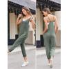 imageEkouaer Jumpsuits for Women Sleeveless Spaghetti Strap Ribbed Overall Jumpsuit V Neck Summer Romper with Pockets 2025Dark Green