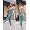 imageEkouaer Jumpsuits for Women Sleeveless Spaghetti Strap Ribbed Overall Jumpsuit V Neck Summer Romper with Pockets 2025Deep Blue