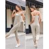 imageEkouaer Jumpsuits for Women Sleeveless Spaghetti Strap Ribbed Overall Jumpsuit V Neck Summer Romper with Pockets 2025Khaki