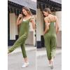 imageEkouaer Jumpsuits for Women Sleeveless Spaghetti Strap Ribbed Overall Jumpsuit V Neck Summer Romper with Pockets 2025Light Green