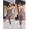 imageEkouaer Jumpsuits for Women Sleeveless Spaghetti Strap Ribbed Overall Jumpsuit V Neck Summer Romper with Pockets 2025Purple Red