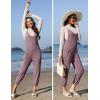 imageEkouaer Jumpsuits for Women Sleeveless Spaghetti Strap Ribbed Overall Jumpsuit V Neck Summer Romper with Pockets 2025Purple Red