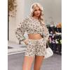 imageEkouaer Knit Pajamas Set for Women Lounge Wear Sets Long Sleeve Sweatsuit Matching 2 Piece Outfits Casual Sweater Sets SXXLAbeige Leopard