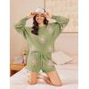 imageEkouaer Knit Pajamas Set for Women Lounge Wear Sets Long Sleeve Sweatsuit Matching 2 Piece Outfits Casual Sweater Sets SXXLAgreen Flower