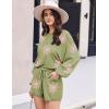 imageEkouaer Knit Pajamas Set for Women Lounge Wear Sets Long Sleeve Sweatsuit Matching 2 Piece Outfits Casual Sweater Sets SXXLAgreen Flower