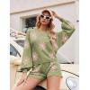 imageEkouaer Knit Pajamas Set for Women Lounge Wear Sets Long Sleeve Sweatsuit Matching 2 Piece Outfits Casual Sweater Sets SXXLAgreen Flower