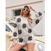 imageEkouaer Knit Pajamas Set for Women Lounge Wear Sets Long Sleeve Sweatsuit Matching 2 Piece Outfits Casual Sweater Sets SXXLAwhite Flower