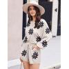 imageEkouaer Knit Pajamas Set for Women Lounge Wear Sets Long Sleeve Sweatsuit Matching 2 Piece Outfits Casual Sweater Sets SXXLAwhite Flower