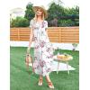 imageEkouaer Long Nightgowns for Women House Dress Plus Size Sleepwear Pleated Full Length Loungwear S4XLWhite Pink Flower