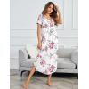 imageEkouaer Long Nightgowns for Women House Dress Plus Size Sleepwear Pleated Full Length Loungwear S4XLWhite Pink Flower