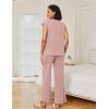 imageEkouaer Lounge Sets for Women Two Piece Outfits Knit Cap Sleeve Tops Wide Leg Pleated Pants Casual Dressy Sweater SetsDusty Rose