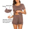 imageEkouaer Maternity Nursing Pajamas Set Short Sleeve Breastfeeding Sleepwear Double Layer Postpartum Top and Shorts SetBrown