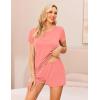 imageEkouaer Maternity Nursing Pajamas Set Short Sleeve Breastfeeding Sleepwear Double Layer Postpartum Top and Shorts SetOrange Pink